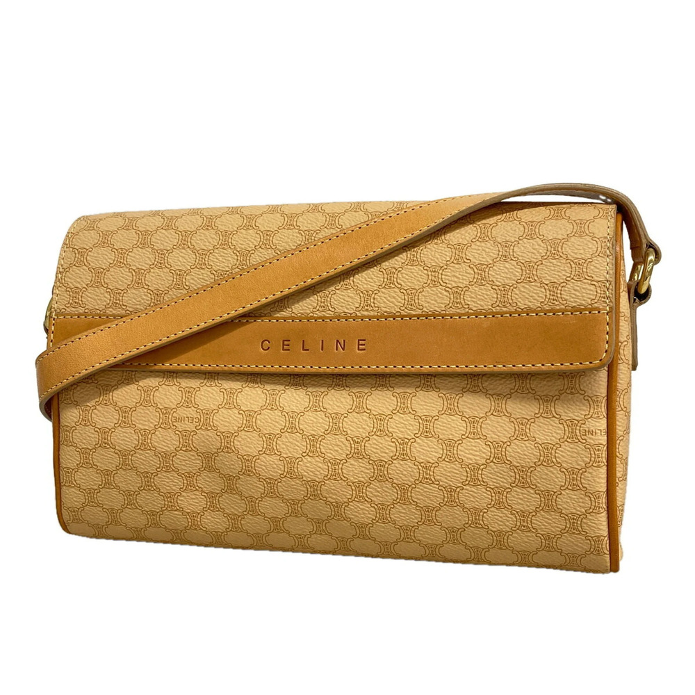 Celine Macadam Shoulder Bag, Beige, Women's